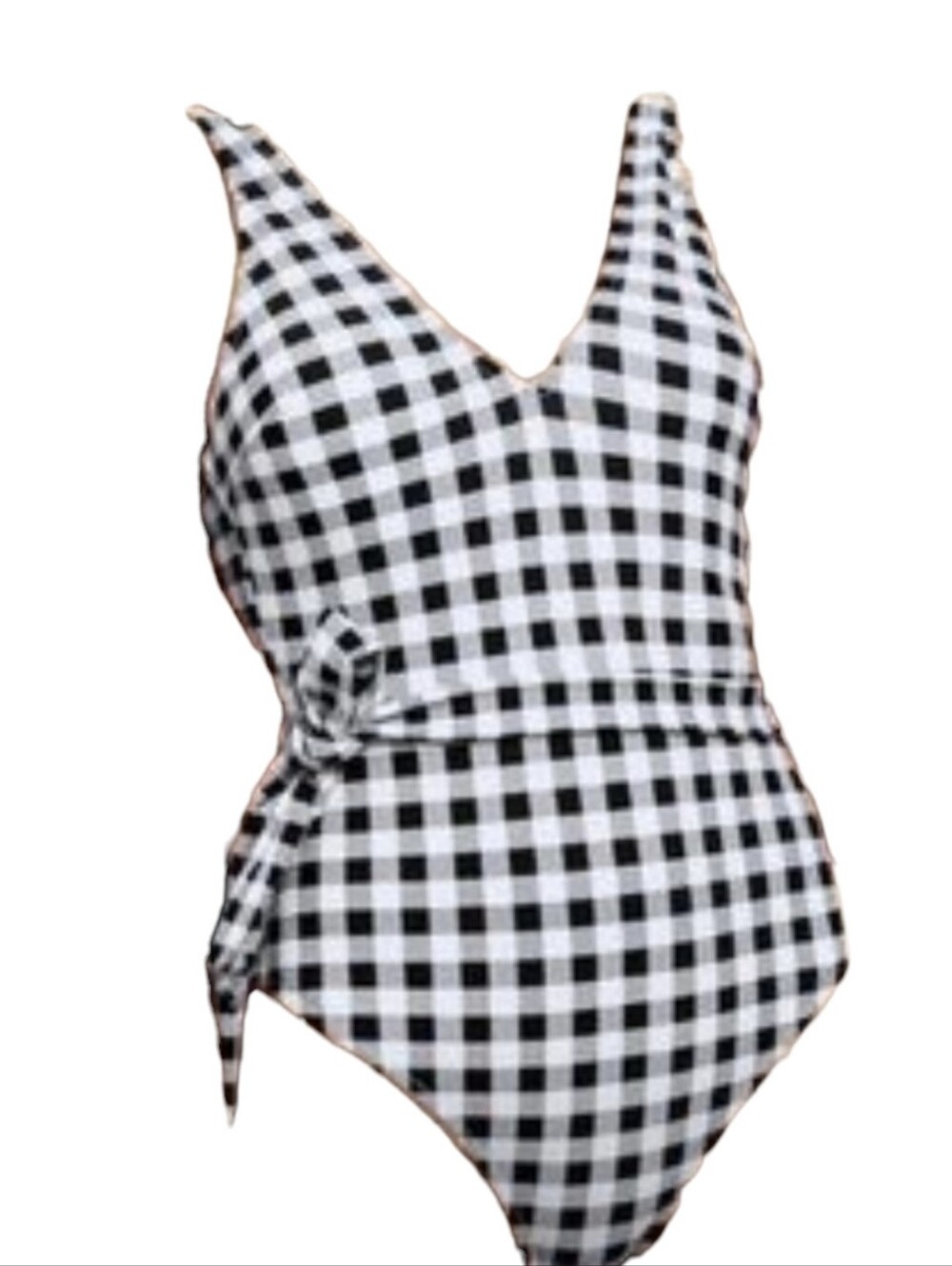 Cupshe Black White Gingham One Piece Swimsuit Bathing Suit Sz 16 NWT